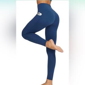 baleaf 7/8 Workout Leggings with Pockets Navy High Waist